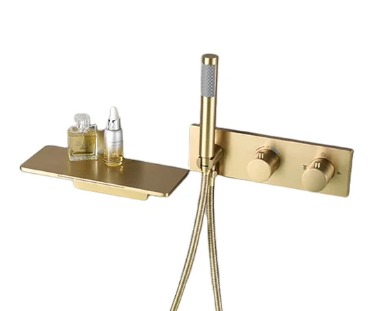 

Brushed Gold Thermostatic Bathtub Faucet Shower Faucet Set Bathroom Bathtub Faucet