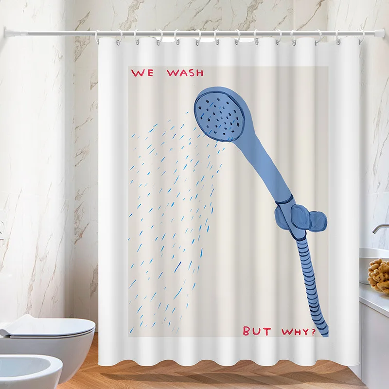 

Кремовый стиль, цифровая печать, полиэстер, водонепроницаемая занавеска для душа, голубая перегородка для ванной комнаты