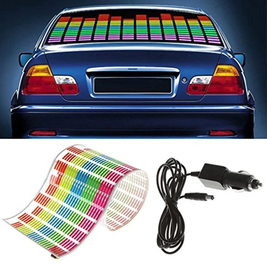 

【Spot goods】® Sound Music Beat Activated Car Sticker Equalizer Rhythm LED Flash Light Audio Voice Rhythm Lamp 90x10cm
