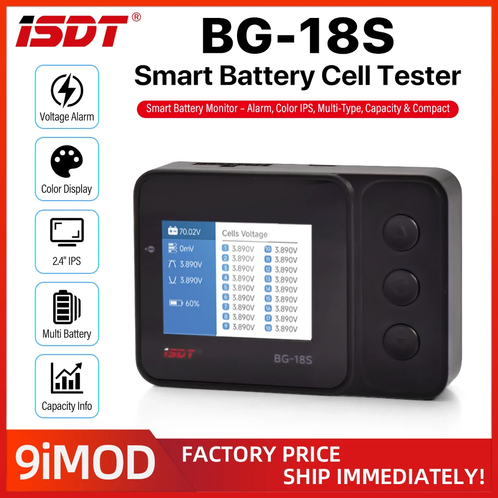 ISDT BG-18S Smart Battery Cell Tester with Voltage Alarm 2.4