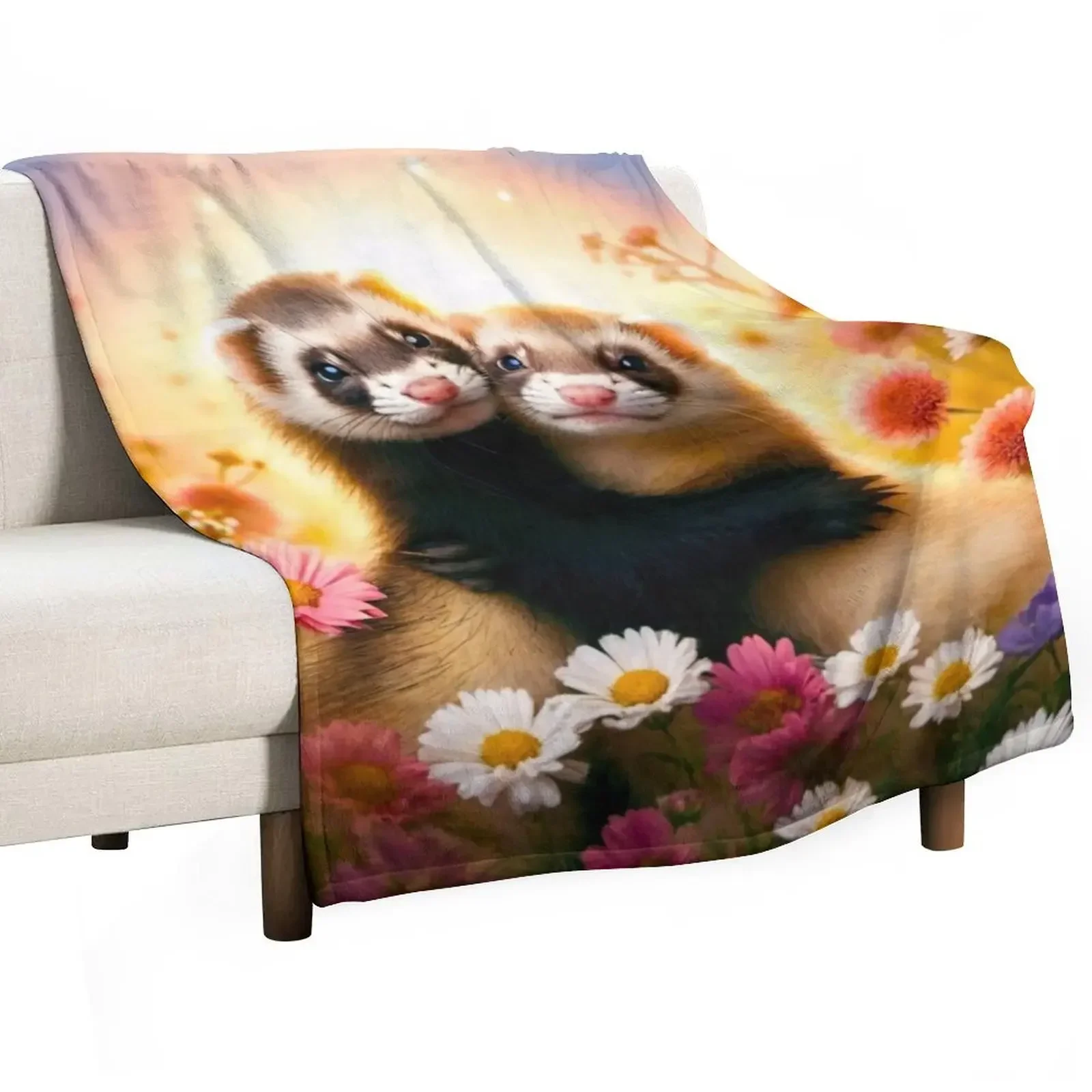 Ferrets First Valentine's Day Throw Blanket Decoratives Thins Flannels Blankets