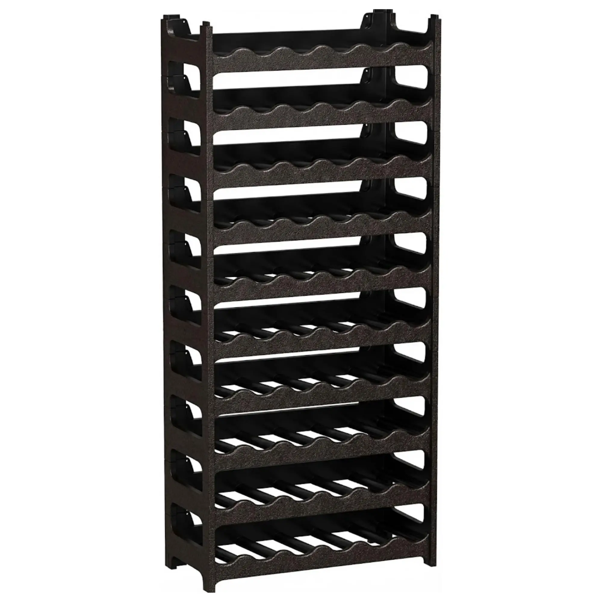 Cave à vin modulaire en plastique, support à bouteilles empilable, effet peau de marteau, noir, 60 cm, pour 6 bouteilles