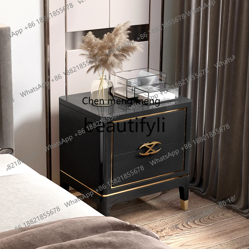 Mesa de cabeceira luxuosa americana, moderna, simples, armário de armazenamento para quarto, pequeno apartamento, mesa de cabeceira h