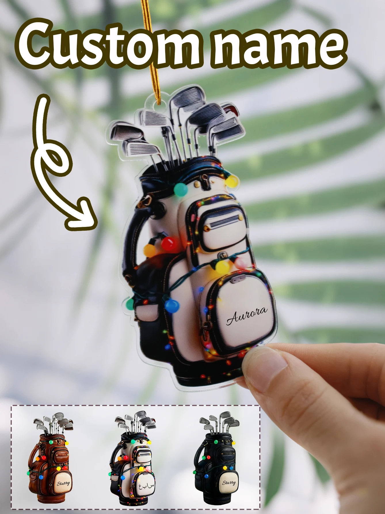 Ornamento de Golfe Personalizado 2025, Ornamentos de Golfe com Nome Personalizado, Ornamento de Clube de Golfe, Presente para Amantes de Golfe, Design para o Dia dos Namorados