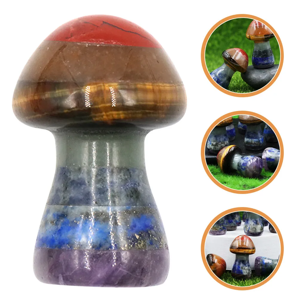 Crystal Stone Mushroom Garden Decor Rustic Landscaping Stone Ornament for Micro Landscape Flowerpot Tabletop Natural Scene