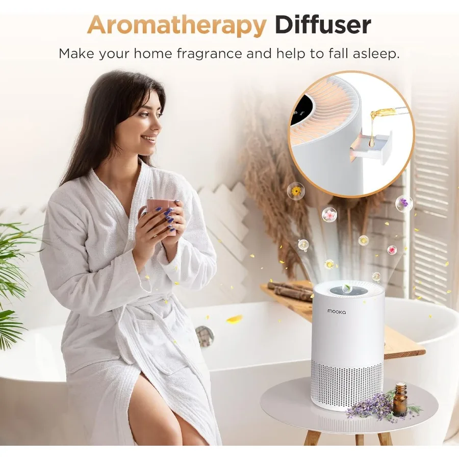 أجهزة تنقية الهواء للمنزل والغرف الكبيرة حتى 1200 قدم H13 منقي هواء HEPA الحقيقي للحيوانات الأليفة مع مؤقت إسفنجي عطري #5