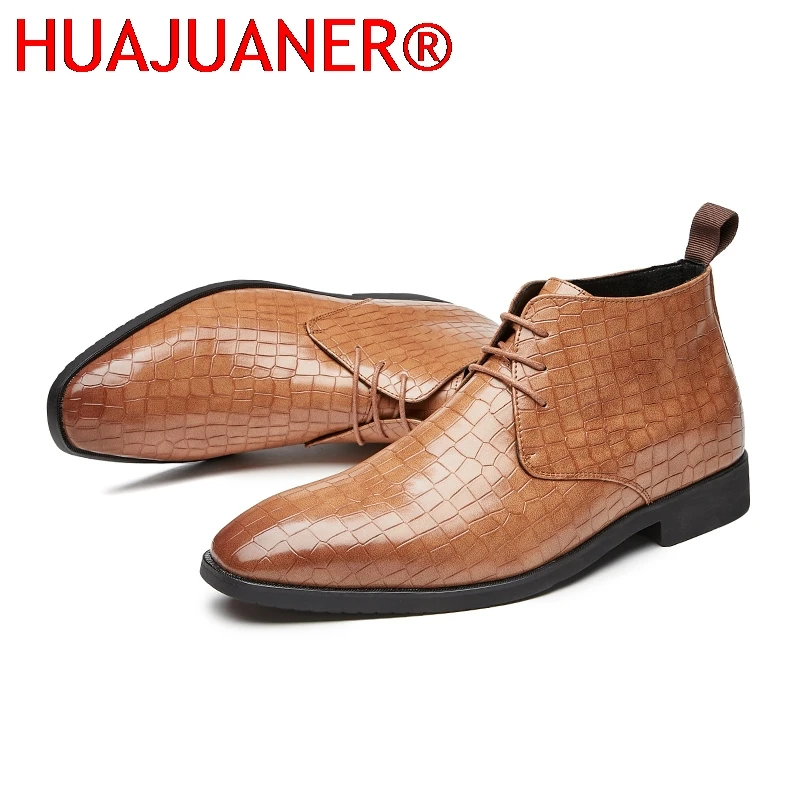 

Yellow Black Red Men Boots Lace Up Formal Office Leather Casual Shoe Elegant Fashion Designer Oxford Style Chelsea Ankle Boots