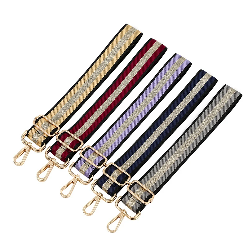 Fashion Gestreifte Tasche Gürtel Tasche Strap Bag Teil Zubehör Umhängetasche Gurt Crossbody Strap Alle-spiel Einstellbare Casual Gold streifen