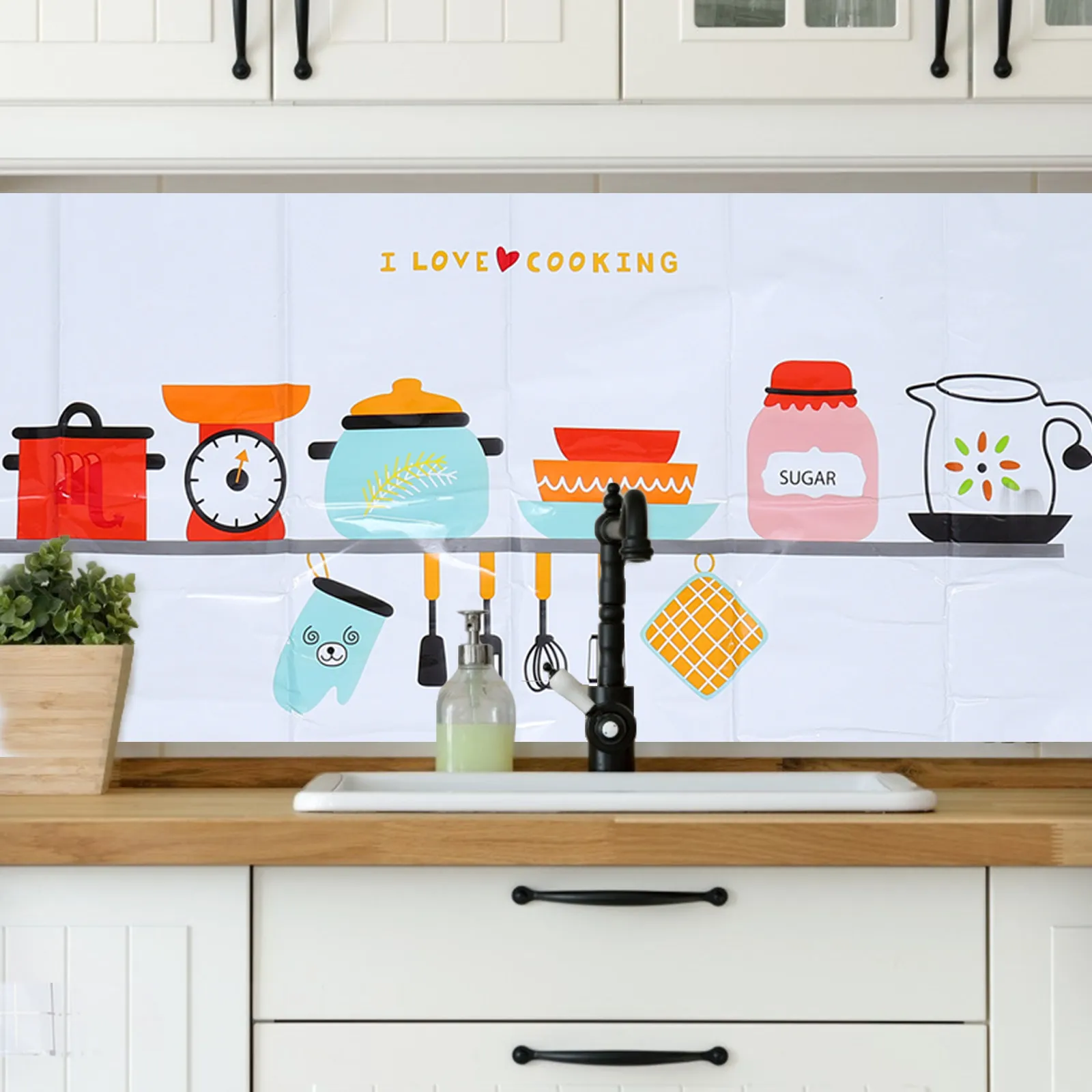 2 Pcs Wall Sticker Kitchen Oil-proof Cabinet Cooking Bench for Decals Tile Stickers view 4