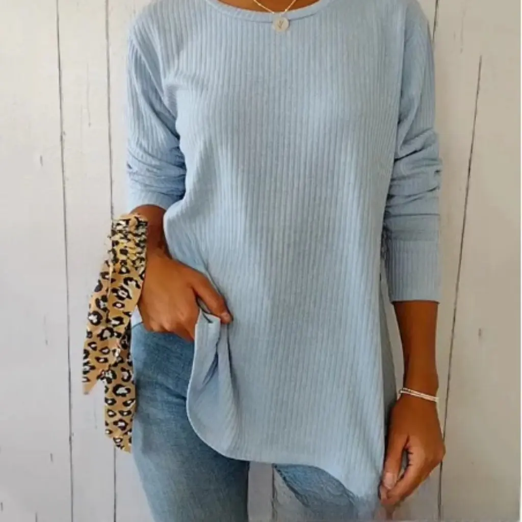 

Women's Casual T-shirt Elegant Irregular Pit Pattern Button up Top for Autumn Winter Seasonal Wear by
