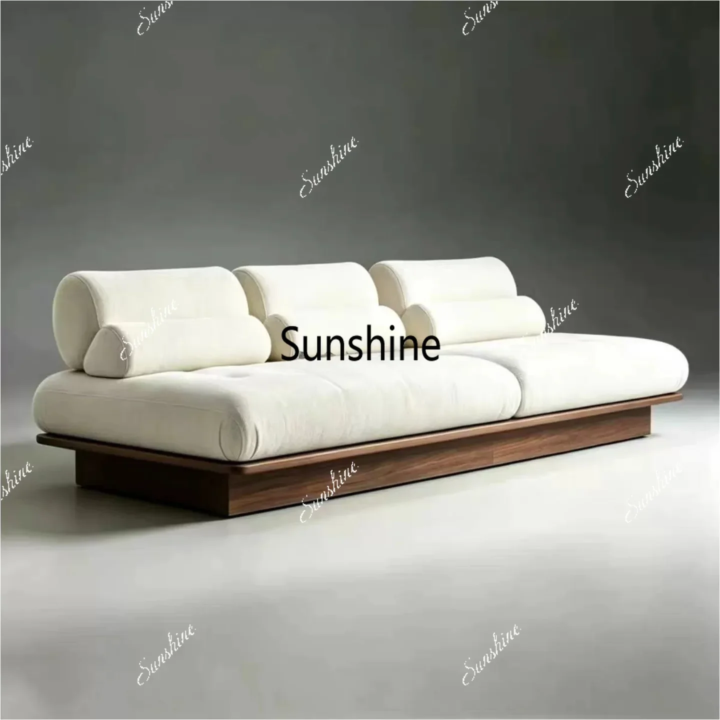 YMedieval wabi-sabi wind solid wood armless fabric sofa B & B Hotel Cafe Restaurant Straight row sofa booth