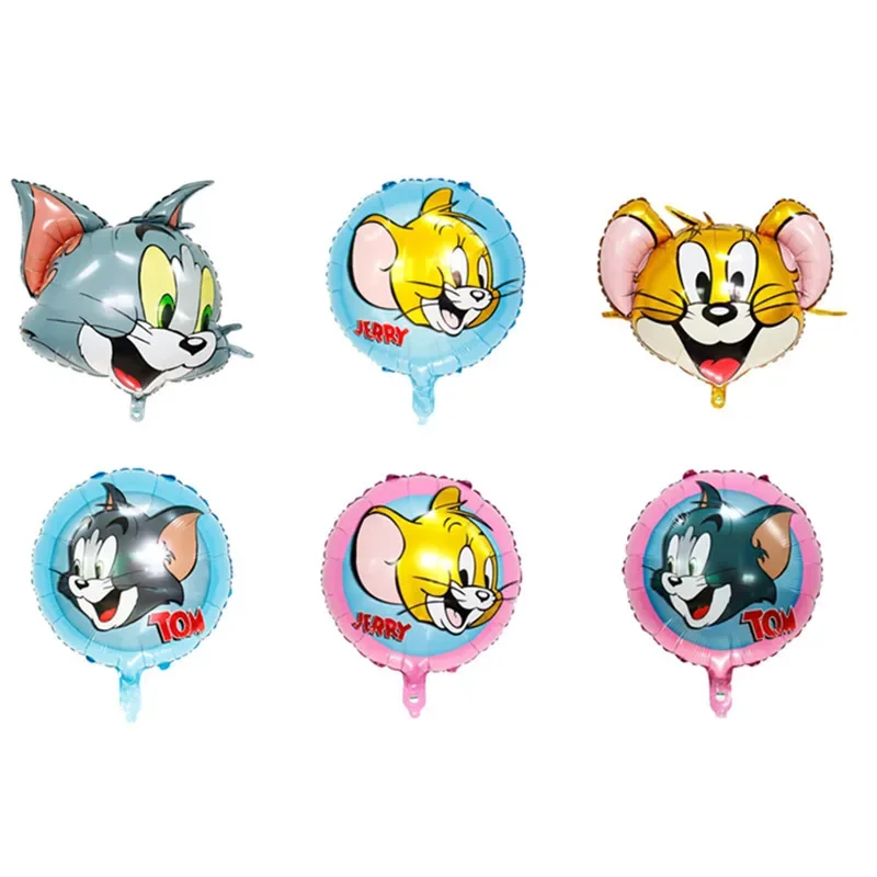 

6pcs Toms and Jerrys Cartoon Aluminum Balloon Set Cat and Mouse Birthday Party Decorations Halloween Gift Children Toy