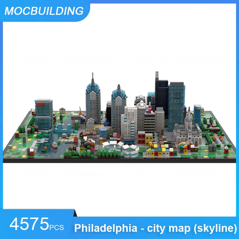 

MOC Building Blocks Philadelphia City Map (Skyline) Architecture Model DIY Assemble Bricks Collection Display Xmas Toys Gifts