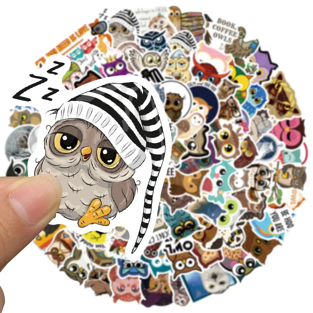 50/100pcs Cute Cartoon Animals Owl Stickers Kids Toy Waterproof Graffiti For Laptop Water Bottle Phone Bicycle Car Decals