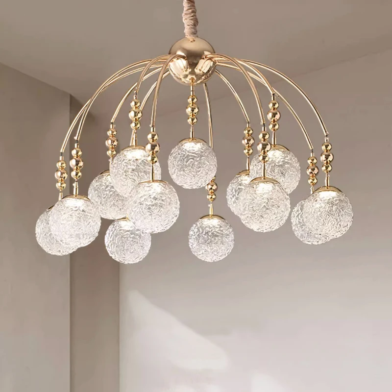 

Aipaite Postmodern LED Glass Pendant Light for Living Room Dining Table French Round/Long Ambiance Decorative Chandelier