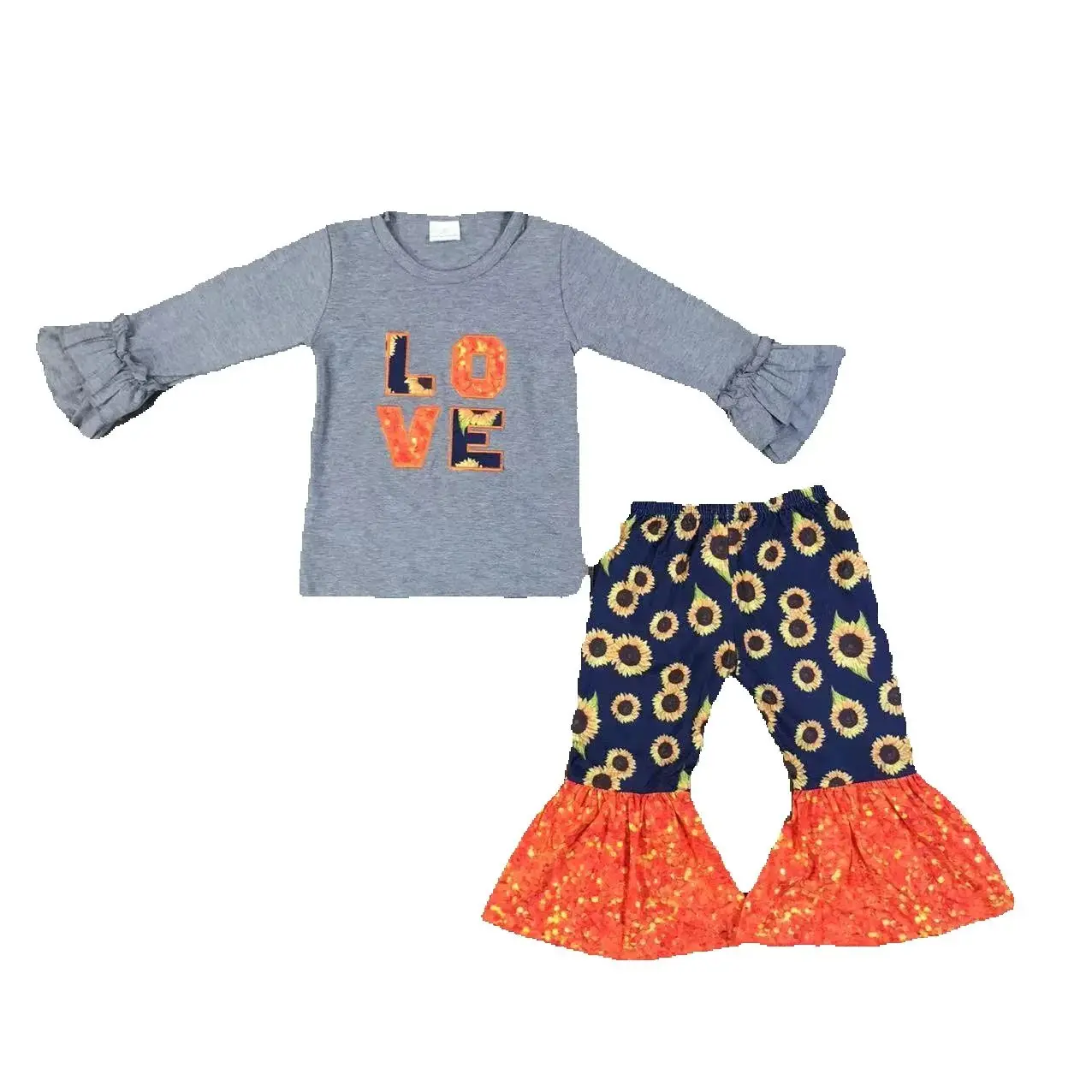 Grey Love Valentine's day for girl baby autumn set Childrens clothes top sweatshirt + pants trousers outdoor 0-16 years