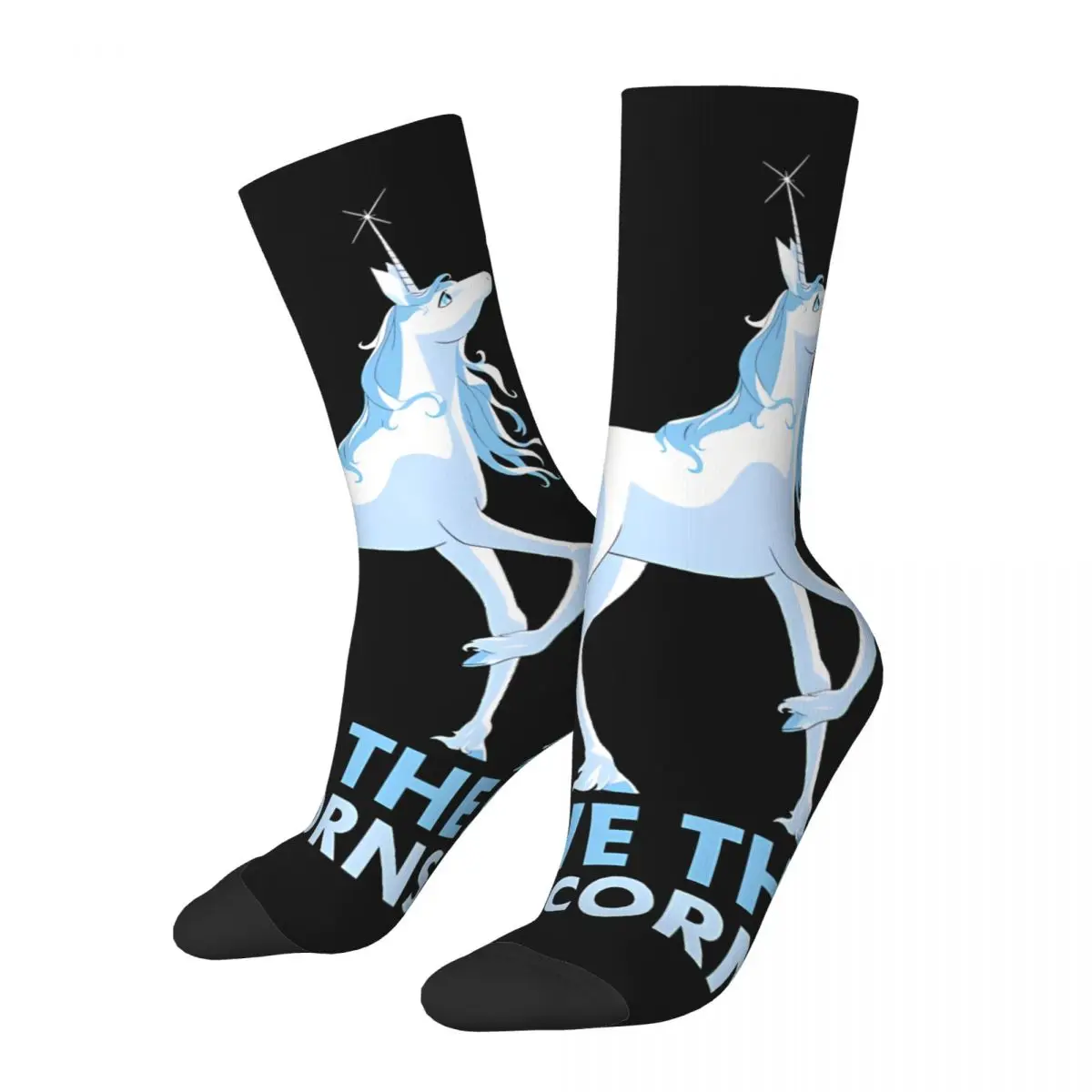 Hip Hop Vintage Save The Unicorns Crazy Men's compression Socks Unisex The Last Unicorn Cartoon Street Style Pattern Printed