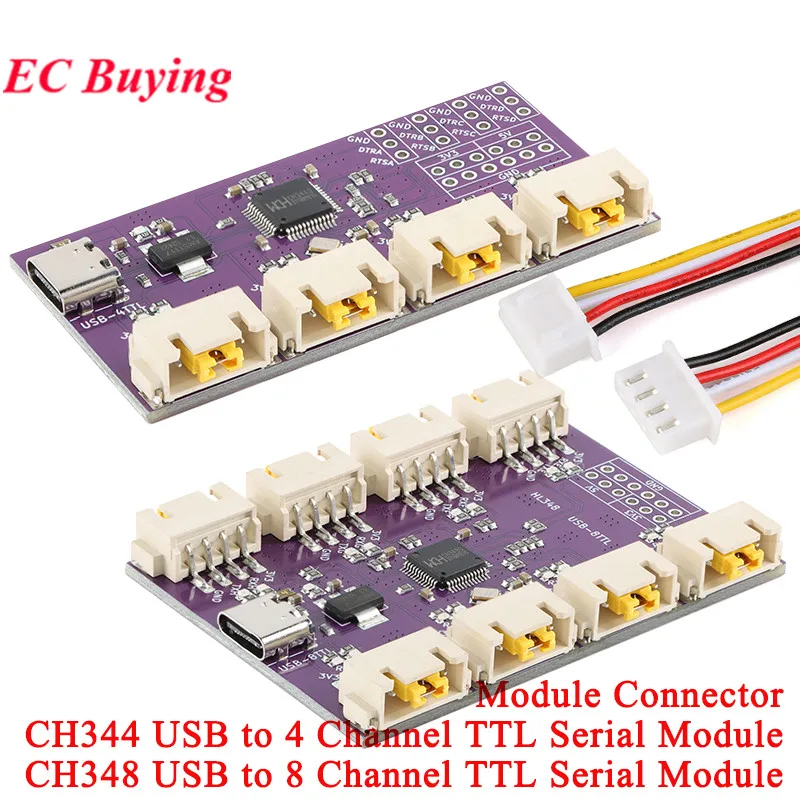 USB to 4/8 Channels Ways TTL Serial Port USB Type-C interface 6Mbps High-speed CH344 CH348 Chip Communication Conversion Module