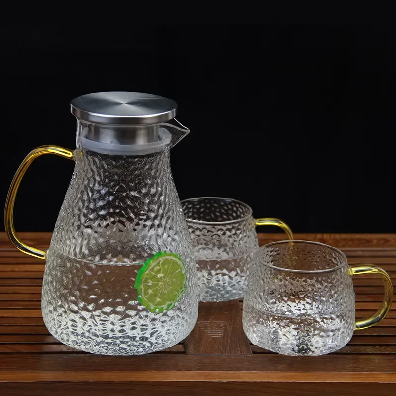 Heat Resistant Glass Kettle Lemonade Container Teapot Glass Jug for Water Cold Beverage Dispensing Jug Tea Infuser Juice Lid Bar