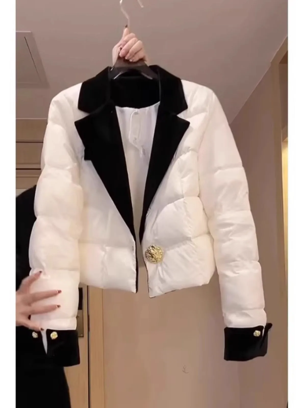 

Ele White ort Puffer Jaet Women's Winter Faionable Sli High-End Personali Career Suit Coat Regular Fit Polyes...