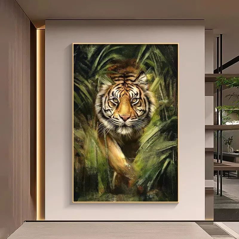 New Tiger LED Wall Lamps Corridor Foyer Living Room Home Decoration Lustre Modern Luxury Hanging Painting Lighting Mural Lights