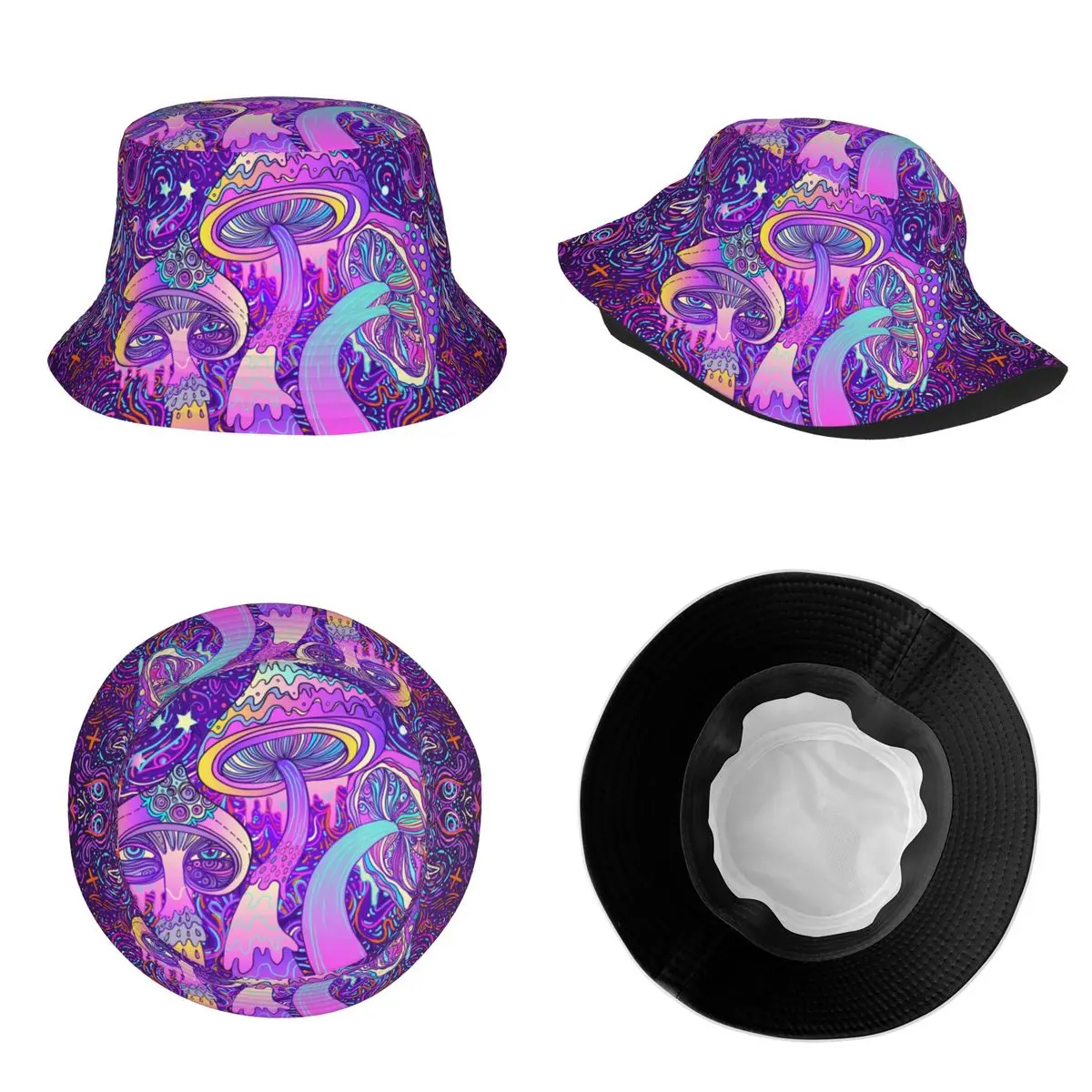 Fashion Psychedelic Mushroom Trippy Bucket Hat Girl Lightweight Hiking Shrooms Fishing Fisherman Hat Hot Summer Headwear