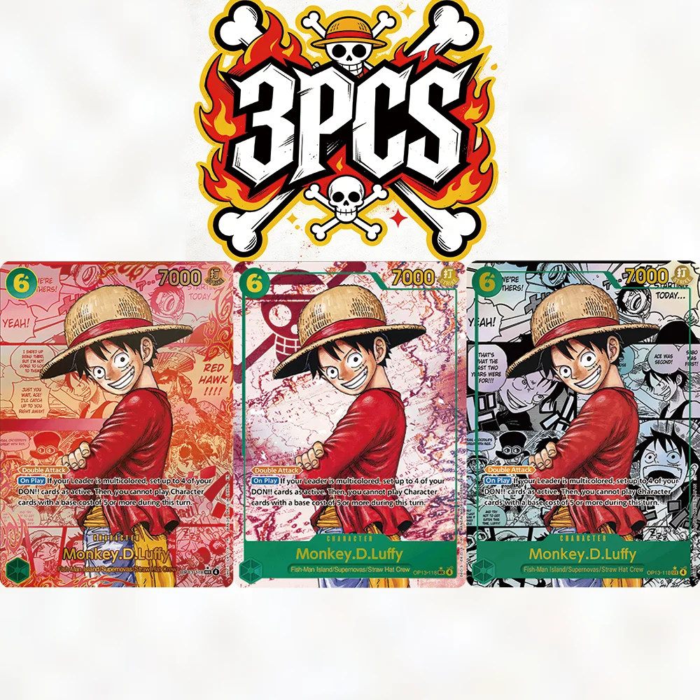 

3PCS One Piece Game Collectible Cards 17 Different Cards in Total English Version of the Leader Series/Luffy/Sabo/Sanji Cards