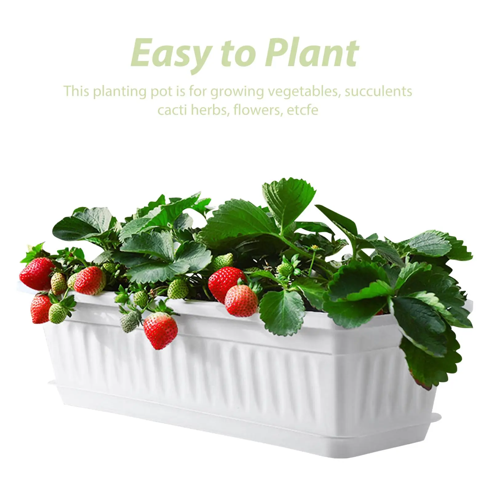 2pcs Planting Pots Large Rectangular Flowerpot with Saucer for Plants Garden Accessories Plastic Containers