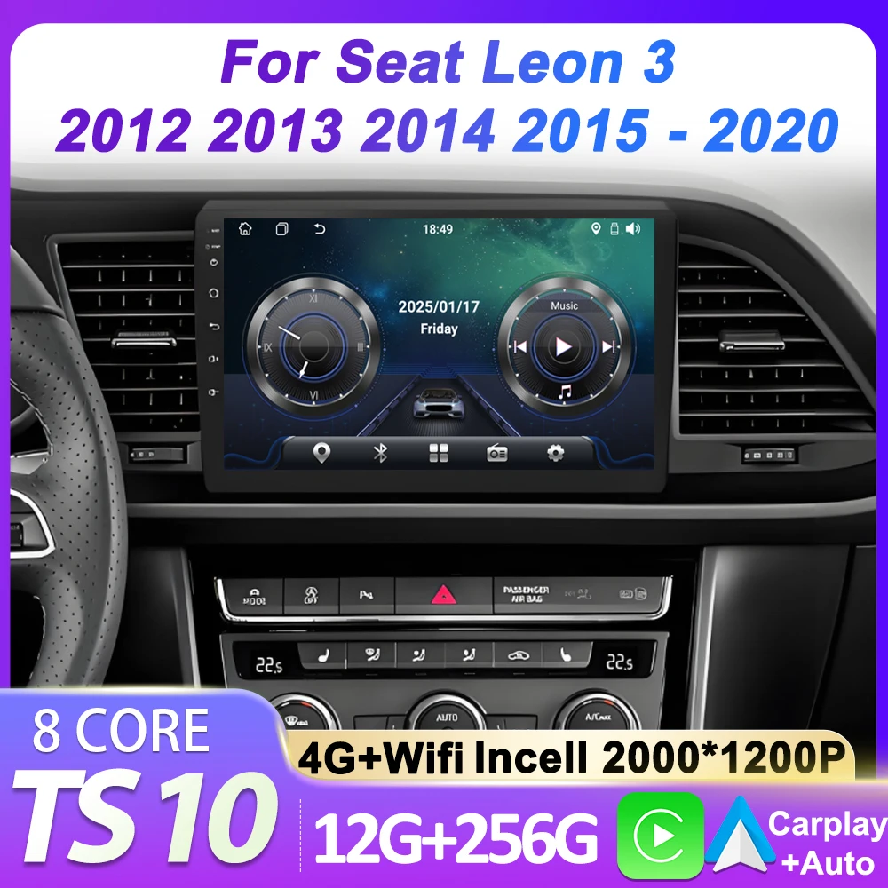 

Автомобильный мультимедийный видеоплеер без сенсорного экрана 2din DVD для Seat Leon 3 2012 2013 2014 2015-2020 Беспроводной Android Auto 5G WIFI