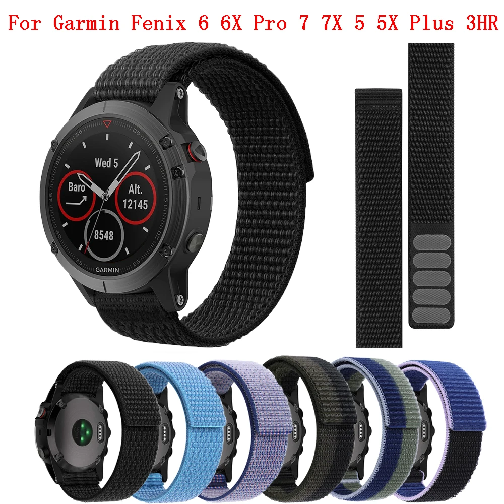 New 22 26mm Nylon Strap For Garmin Fenix 7X 7 6X 6 Pro 5X 5 Plus 3 3HR Smart Watch Watchband Bracelet Forerunner 935 945 Band