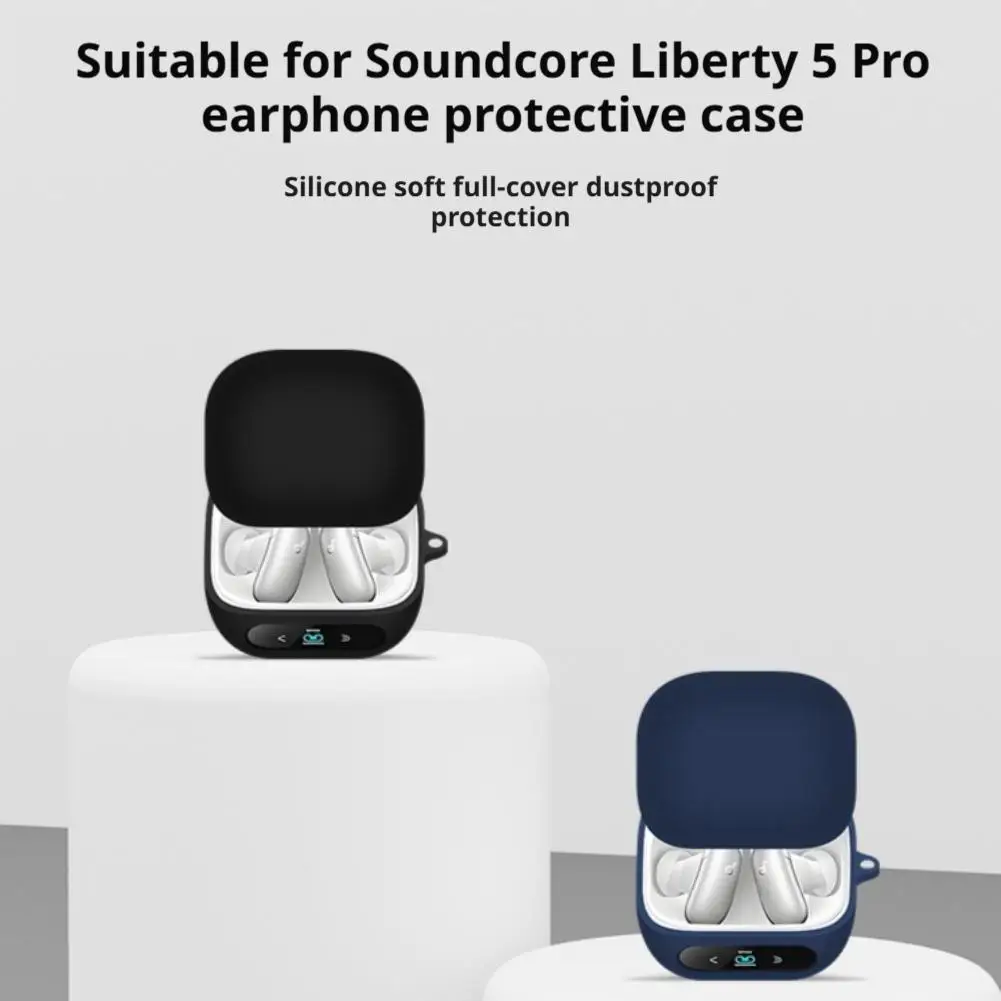 Soft Silicone Case For Anker Soundcore Liberty 5 Pro Solid Color Earphone Protective Cover With Lanyard Earphone Accessories view 2
