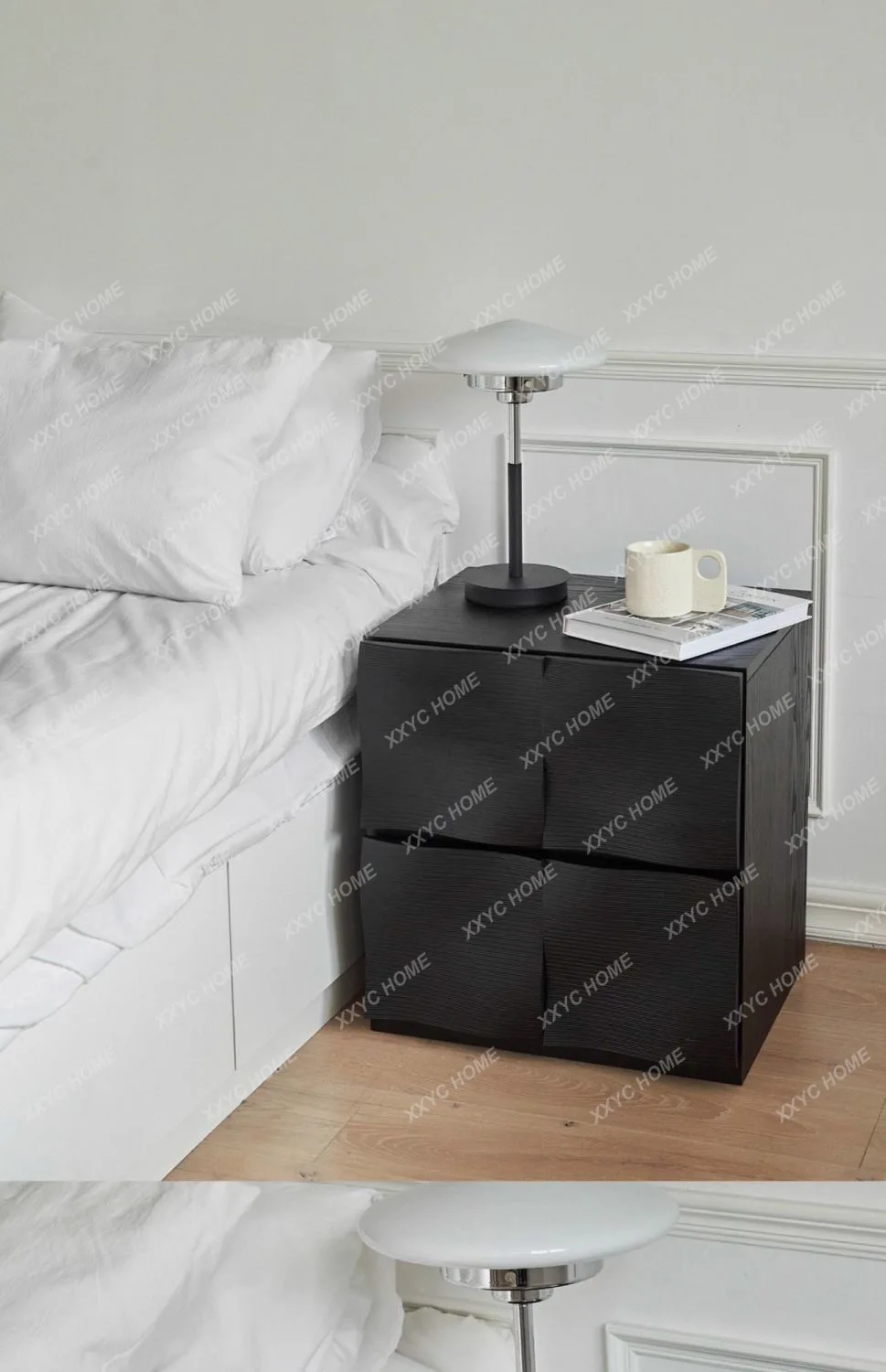 Simple module combination cabinet Living room solid wood dining side cabinet Walnut bedside table