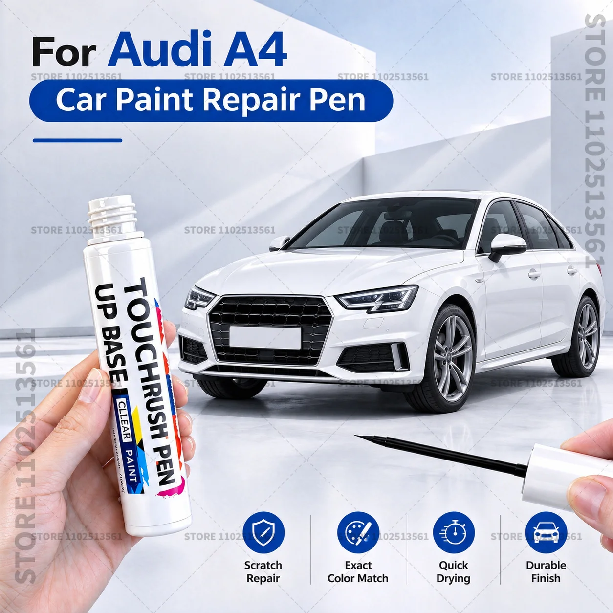 For 1994-2025 Audi A4 White Car Scratch Remover Paint Pen Touch Up Marker for Auto Body Repair Door Bumper Fender Accessories