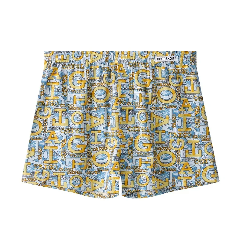 Feshion Home-pantalones de algodón con estampado para hombre, ropa interior, venta al por mayor, cintura media, sueltos, transpirables, con flechas, Cueca