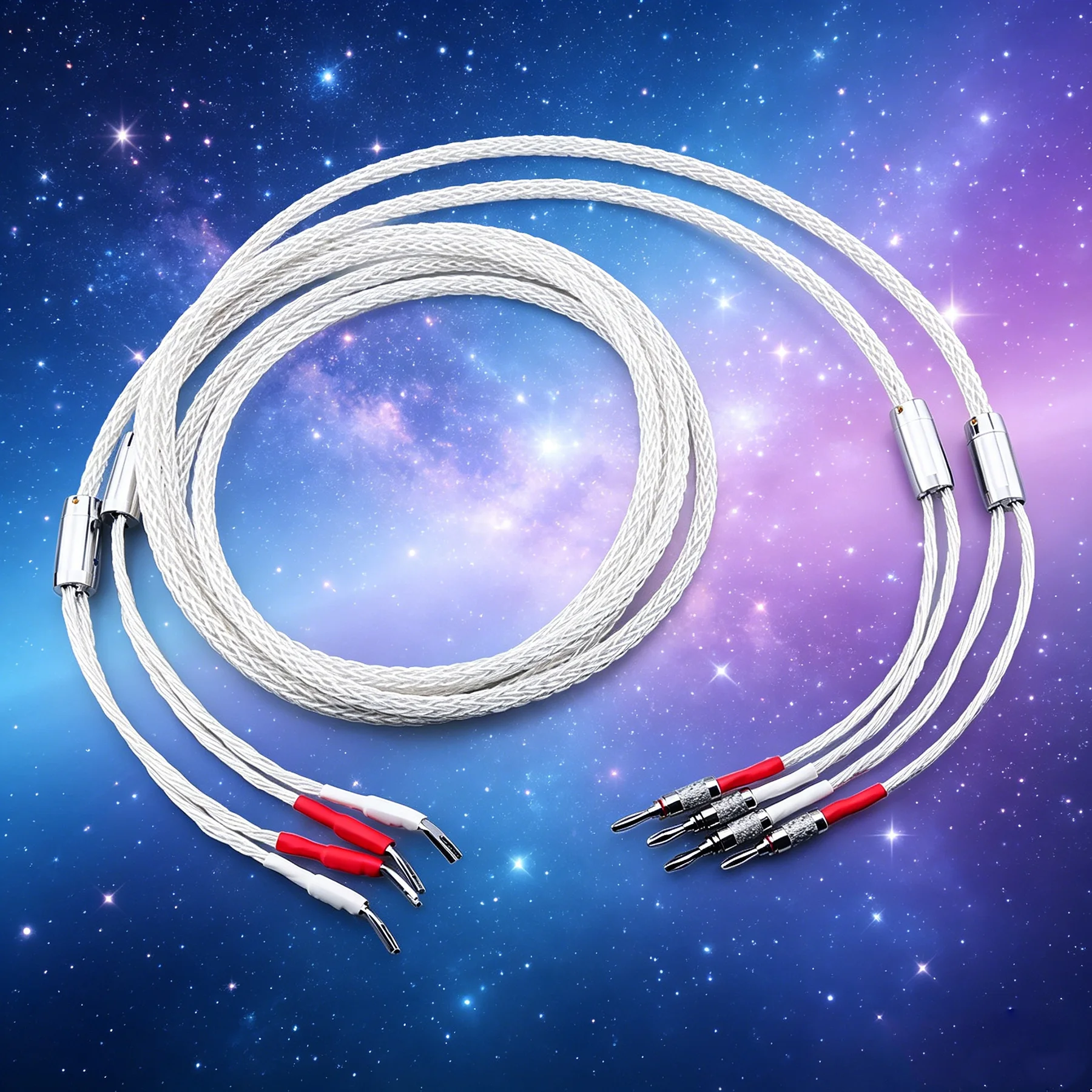 

Pair OCC Silver Plated Speaker Cable with Banana Y spade Plug