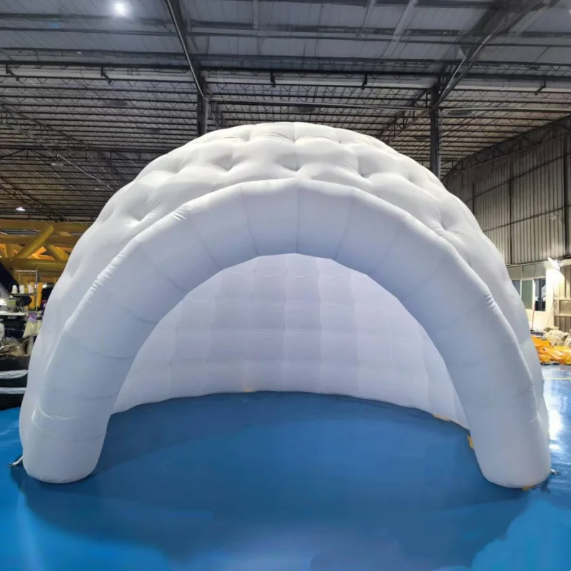 Tenda igloo gonfiabile per eventi con copertura da palco gonfiabile di colore bianco per esterni, tenda da campeggio gonfiabile