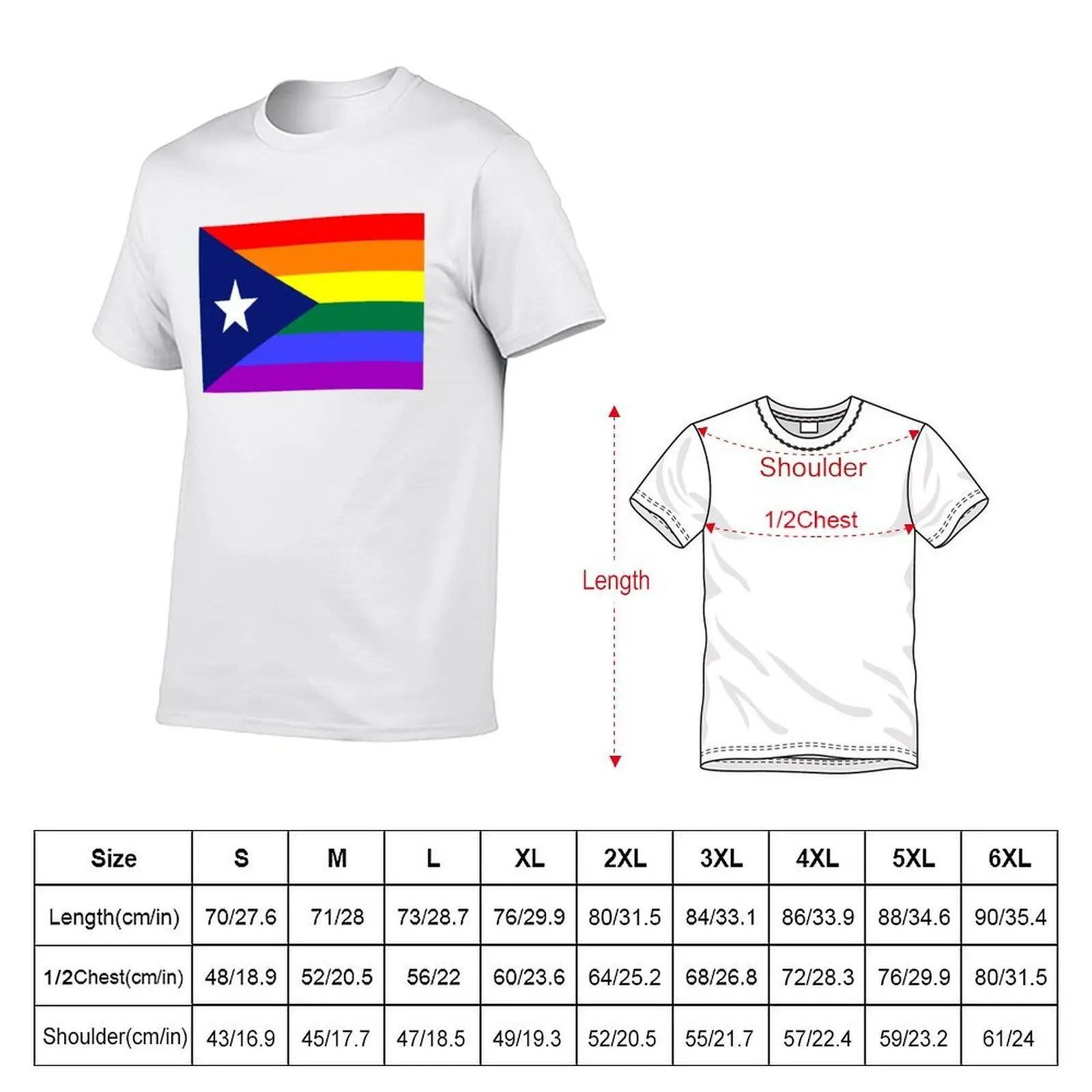 Puerto Rican Rainbow Pride Flag T-Shirt graphic shirts heavyweights t shirts men