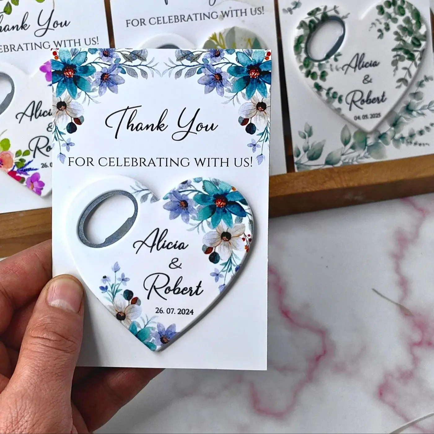 

Custom 1/5/10pcs Heart-Shaped Printed Magnet Bottle Opener Wedding Favors, Bridal Shower Party Souvenirs, Bulk Gifts for Guests