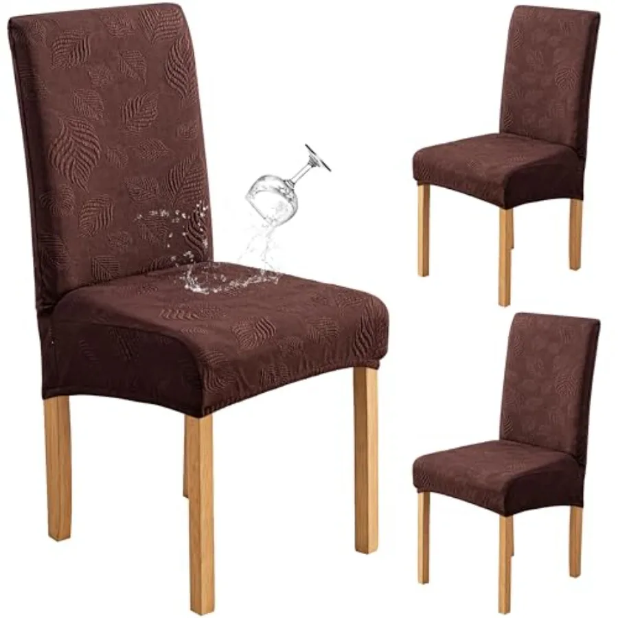 

Waterproof Dining Chair Covers Set of 2, Stretch Dining Room Chair Slipcovers with Leaf Jacquard, Removable Kitchen Chair Prote