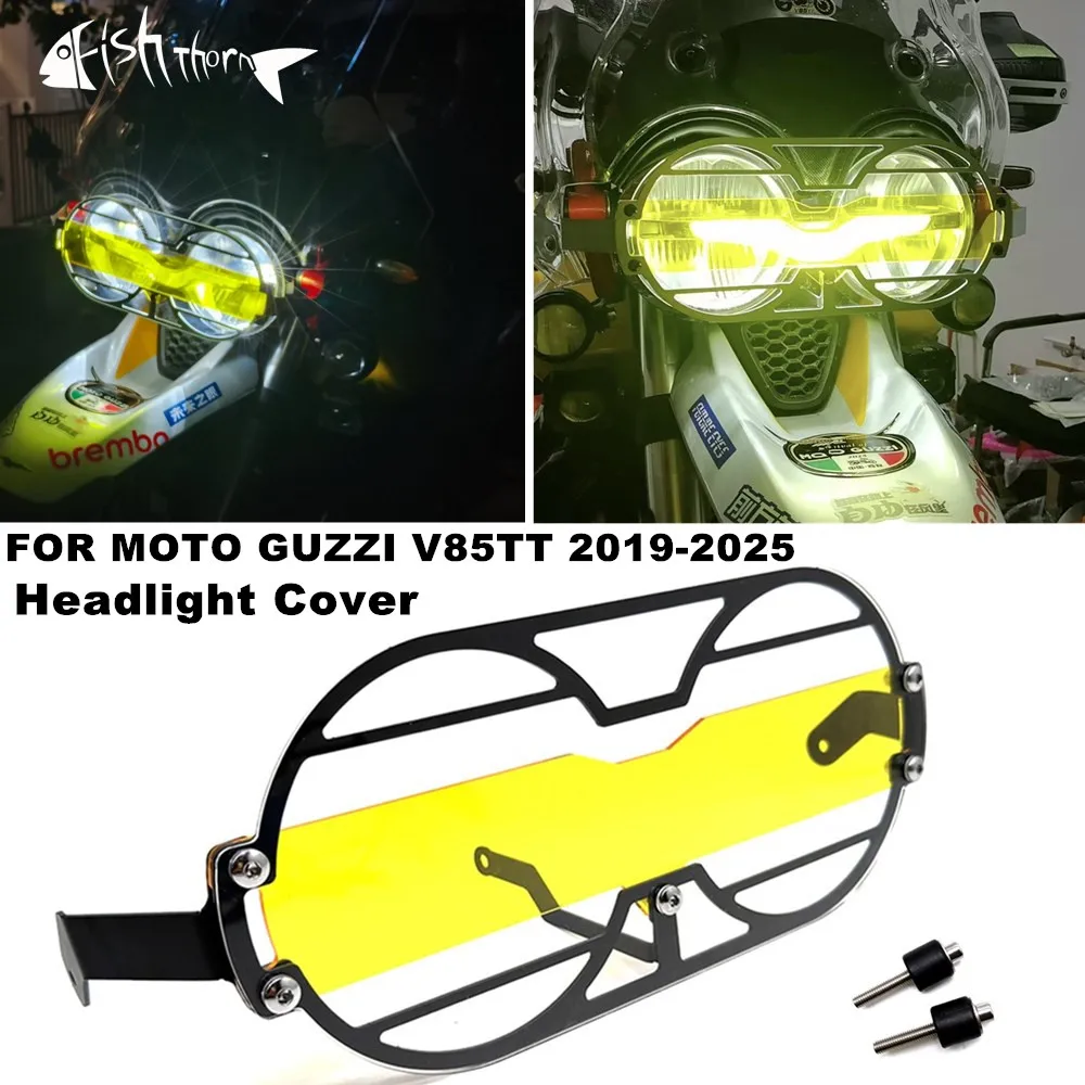 

Motorcycle Folding Headlight Head Light Guard Protector Grill Double Protection Cover For Moto Guzzi V85TT V85 TT 2019-2025