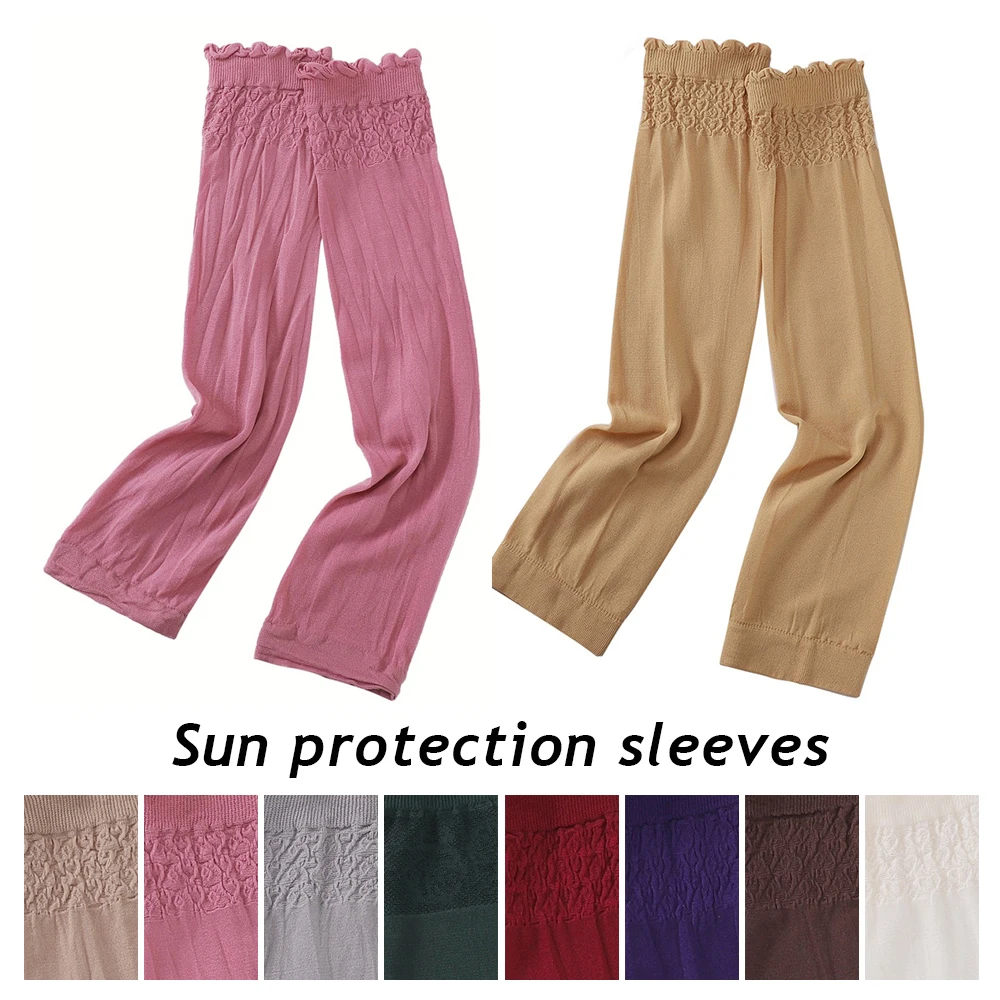 Sun UV Protection Ice Silk Arm Sleeve Short Sleeve Tshirt Anti-sunburn Sleeve Islamic Muslim Women Oversleeves Arm Cover Sleeve