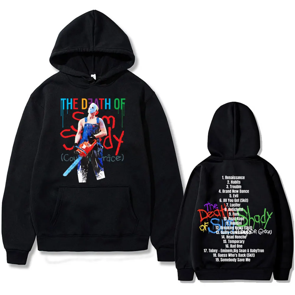 Rapper Eminem The Death of Slim Shady Album Double Sided Print Hoodie Men Women Hip Hop Fashion Hoodies Male Oversize Sweatshirt