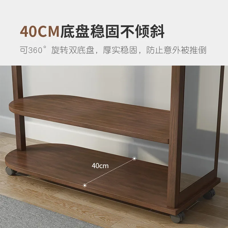 Solid wood full-length mirror Hanging hanger integrated with mirror Household full-body mirror Bedroom removable coat rack Floor