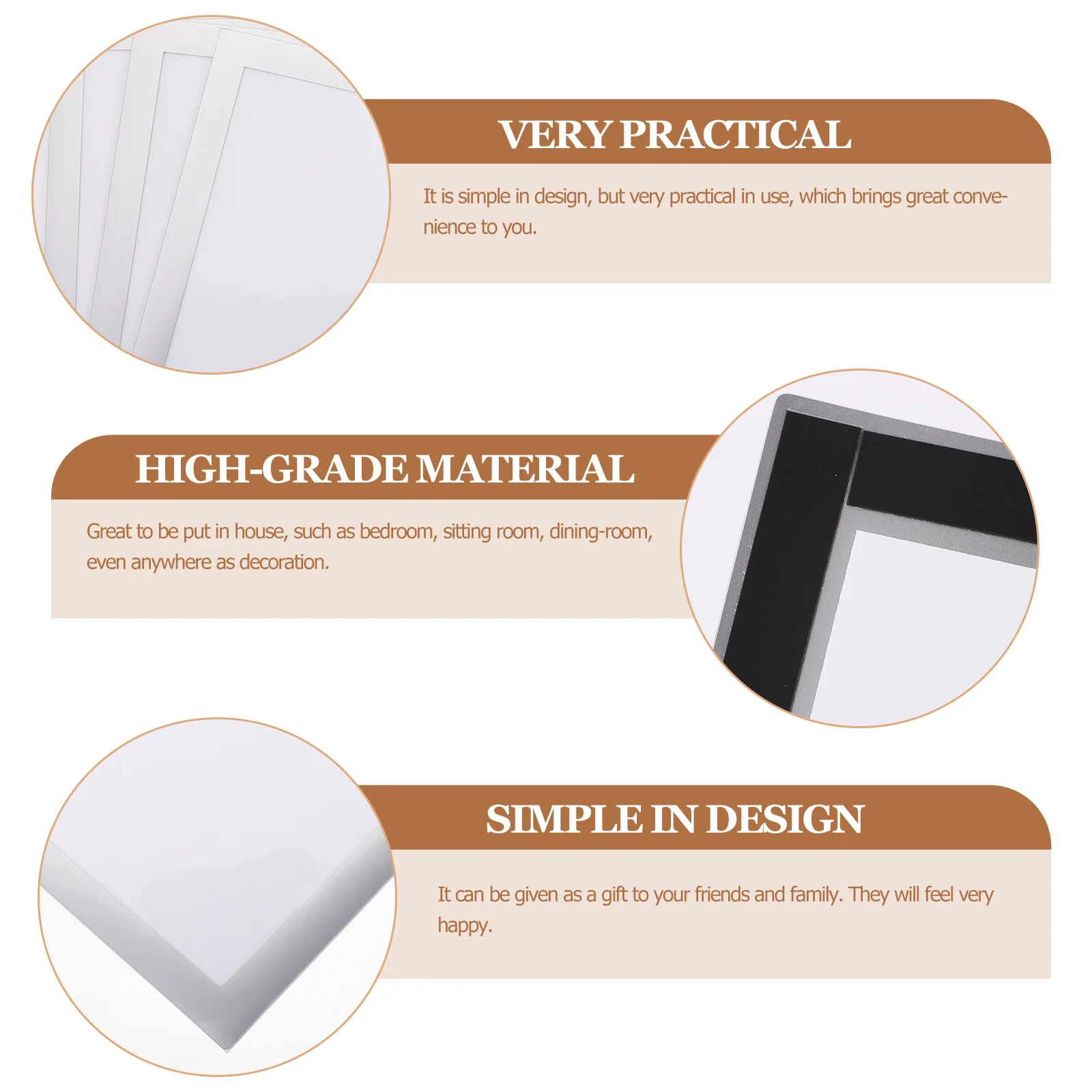 

4Pcs Magnetic Photo Frames Self Adhesive Simple Design Practical Home Decor Gift for Friends Family Magnetic Picture Frame