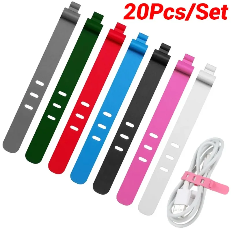 5/20Pcs Silicone Cable Winders Strap Belt Shape Silicone Charging Cable Line Winder Earphone Cable Fixing Tie Strap Organizer