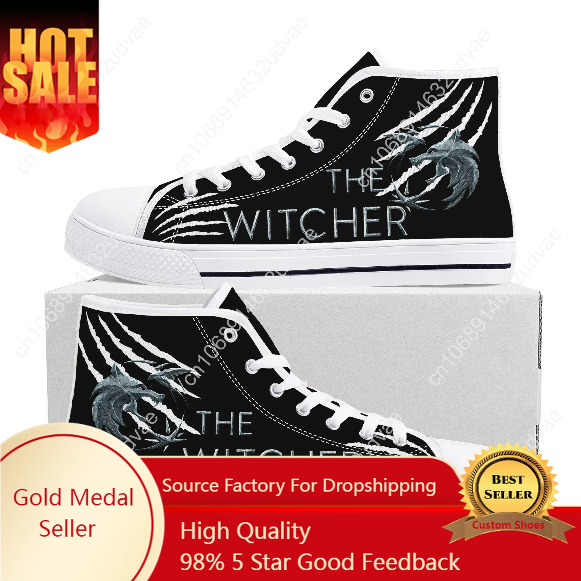 Witcher High Top Shoes The Movie Mens Womens Teenager High Quality Sneakers Canvas Sneaker Casual Couple Shoes Customizable shoe