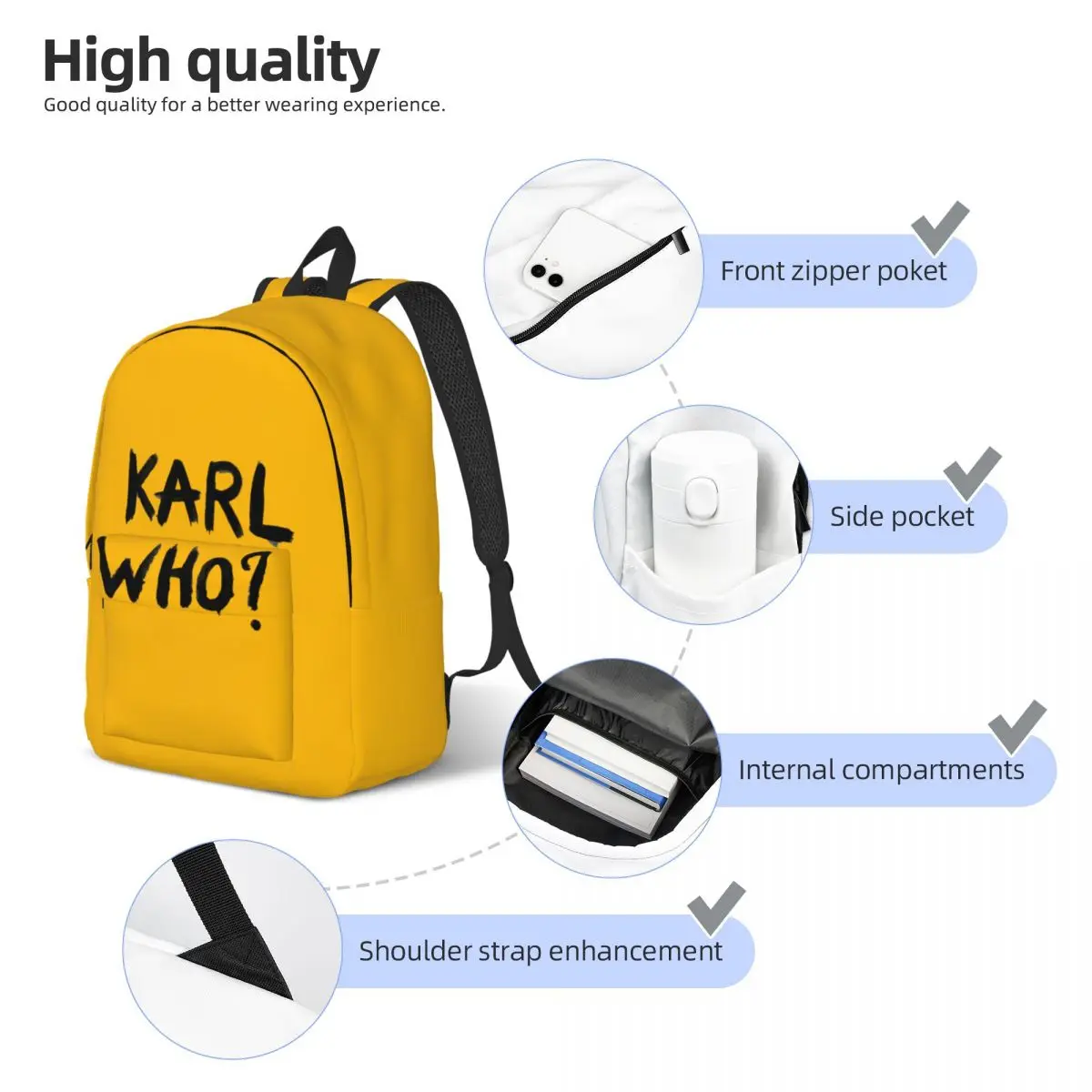 Karl Who Laptop Backpack Men Women Casual Bookbag for School College Student Bag