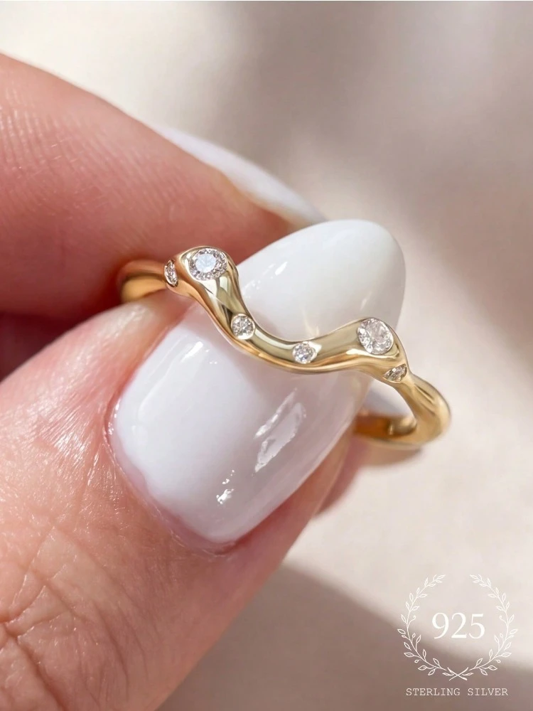925 Sterling Silber Mode Exquisiter Lächeln-förmiger Zirkon-Ring für Frauen Verlobung Hochzeit Jahrestag Hochwertiger edler Schmuck