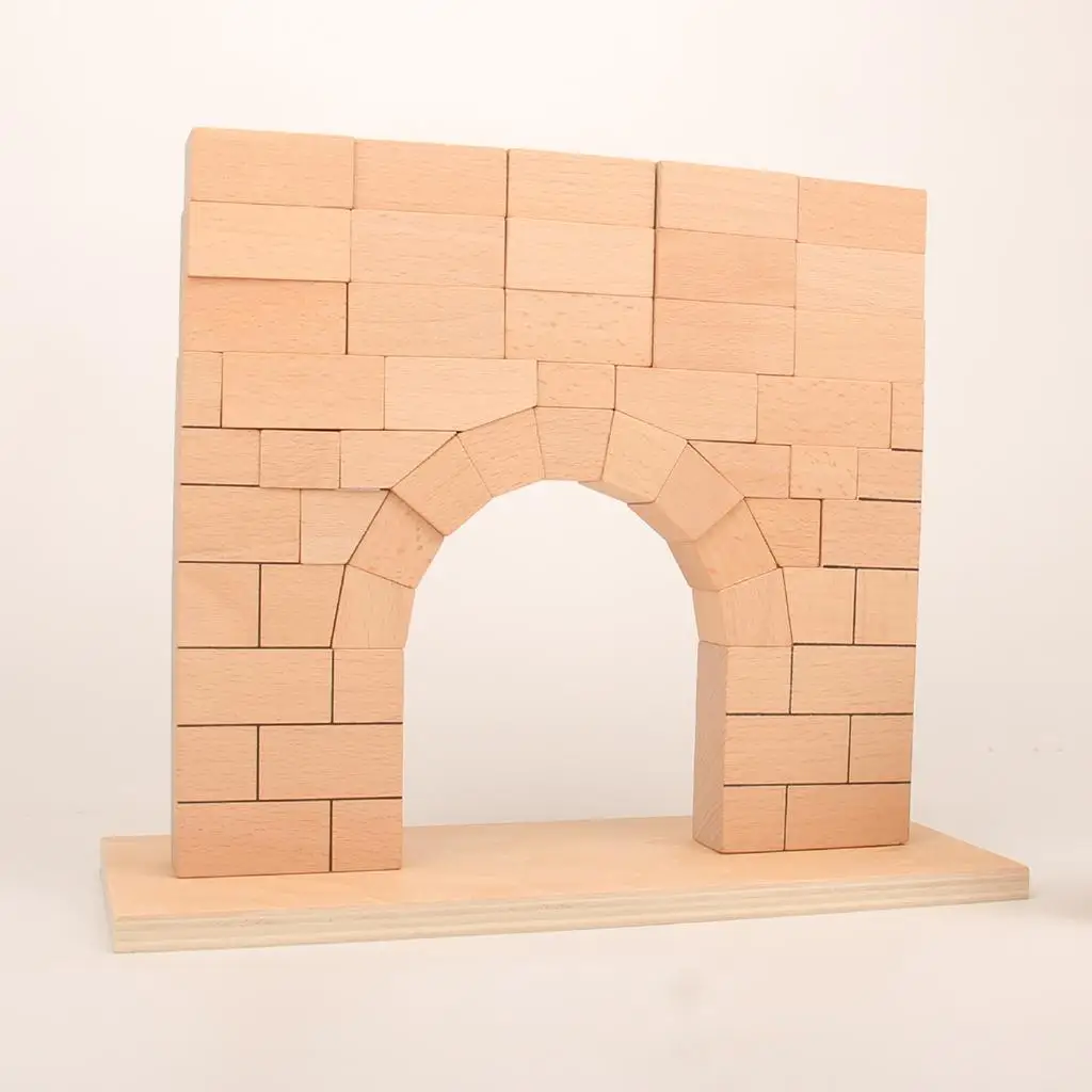 Set di giocattoli in blocchi di legno di faggio con ponte romano per blocchi impilabili 4-8 anni