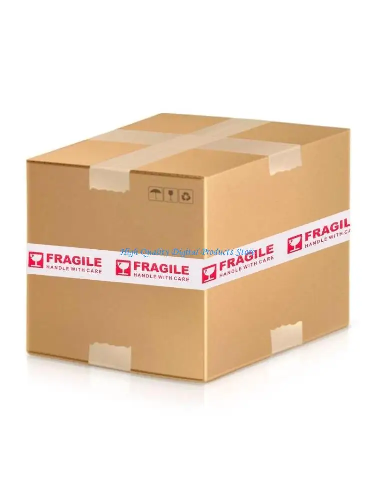 

U2JE White and Red Fragile Packing Tape Handle with Care Bopp Shipping Warning Sticker Label 100m x 50mm